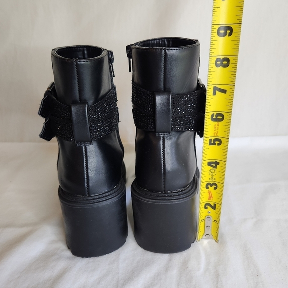 Steve Madden Women's Boots Black Belted Crystal Studded. Size 5M steampunk. - Picture 5 of 7